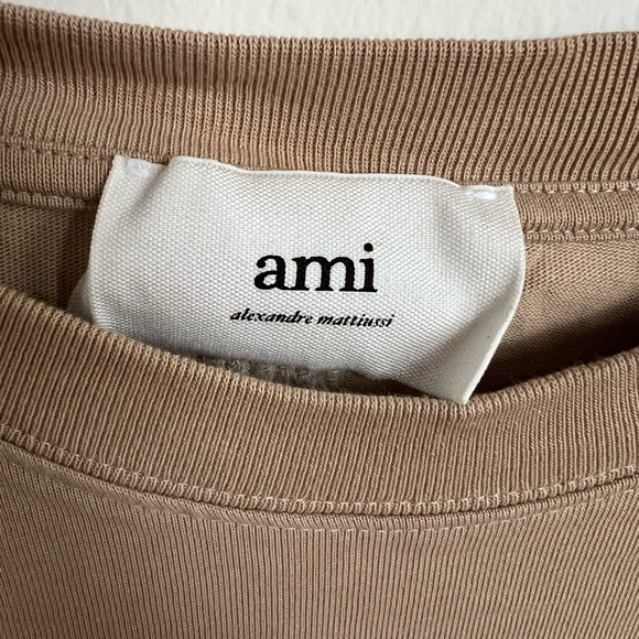 AMI Paris De Coeur Embroidered Unisex Cotton T-Shirt - Picture 7 of 8